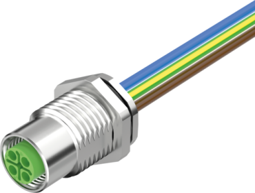 M12 POWER FEMALE RECEPT. S-COD. REAR PUR-WIRES 4X1.5 0.5M