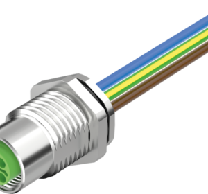 M12 POWER FEMALE RECEPT. S-COD. REAR PUR-WIRES 4X1.5 0.5M