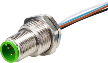 M12 M RECEPTACLE A-COD. REAR MOUNT PP-WIRES 4X0,34 1,0M