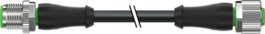 M12 M STR./M12 F STR. PVC-JB 5X0,34 BLACK 4M