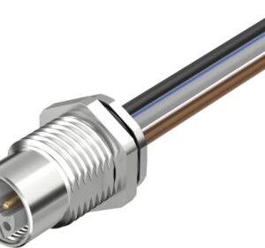 M12 POWER L-COD. 5POL. FEMALE RECEPT. REAR MOUNT WIRES 1M