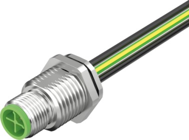 M12 POWER MALE RECEPT. S-COD. REAR PE-X-WIRES 4X2.5 UL 0,5M