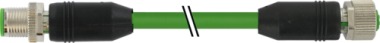 M12 M 0°/M12 F 0° ETHERNET PVC 2X2XAWG22 SHIELDED GREEN 5M