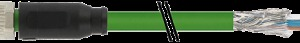 M8 M CONNECTOR WITH CABLEETHERCAT PUR-OB   GREEN  15M