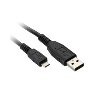 USB-A to micro-USB charging and data cable (black) with standard USB-A and micro-USB connectors